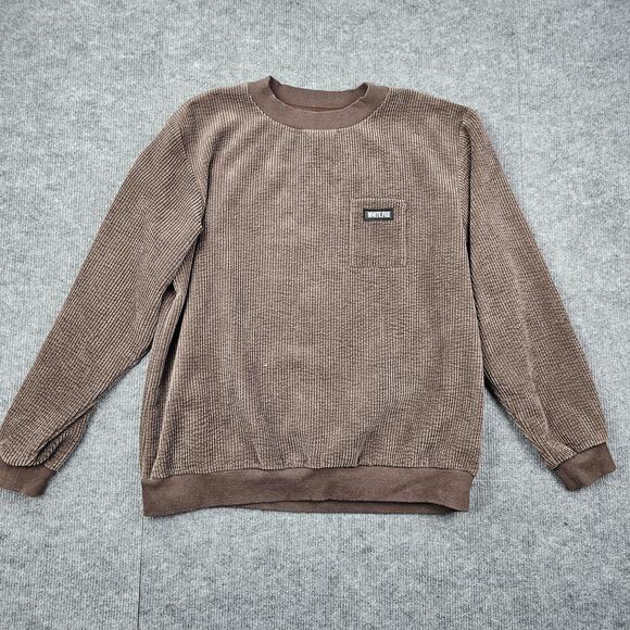 White Fox Sweater Womens S/M Brown Corduroy Oversized Crewneck Pullover Athletic - Picture 1 of 6